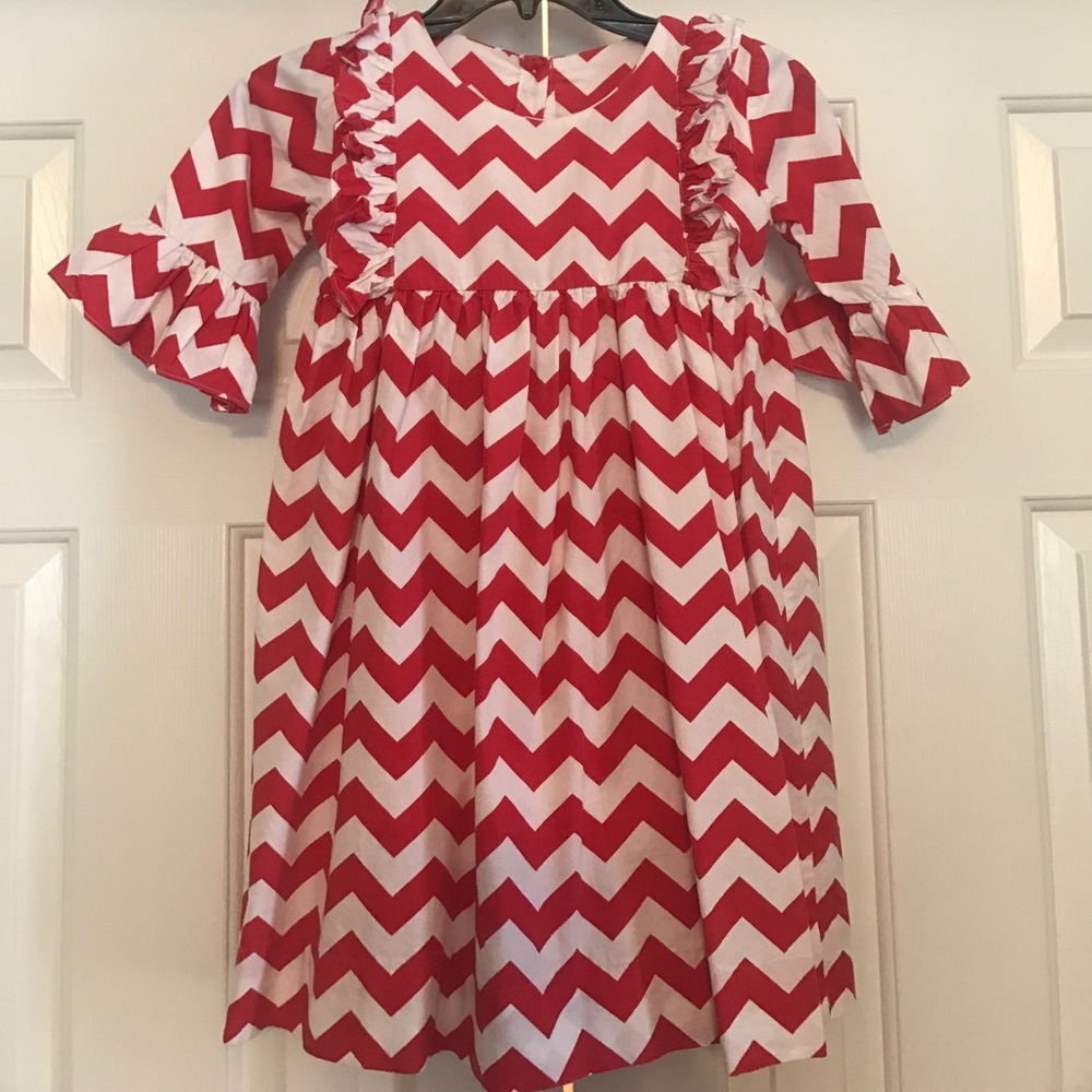 Surcie Red and White Chevron Dress